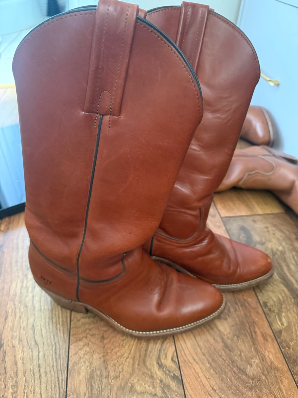 Frye Tan Leather Boot Interior with Branded Label